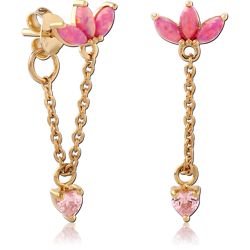 STERLING 925 SILVER GOLD PLATED 18K JEWELED EAR STUDS PAIR