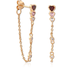 STERLING 925 SILVER GOLD PLATED 18K JEWELED EAR STUDS PAIR