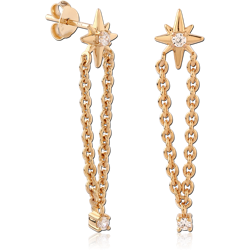 STERLING 925 SILVER GOLD 18K PLATED EAR STUDS PAIR - FLOWER