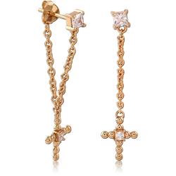 STERLING 925 SILVER GOLD 18K PLATED EAR STUDS PAIR