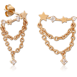 STERLING 925 SILVER GOLD 18K PLATED EAR STUDS PAIR - STAR