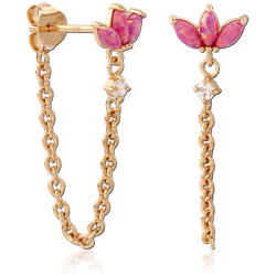 STERLING 925 SILVER GOLD 18K PLATED EAR STUDS PAIR - FLOWER