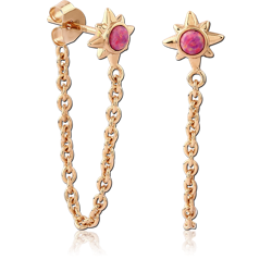 STERLING 925 SILVER GOLD 18K PLATED EAR STUDS PAIR - FLOWER