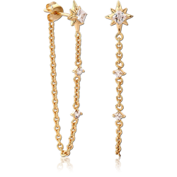 STERLING 925 SILVER GOLD 18K PLATED EAR STUDS PAIR - FLOWER