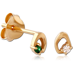 STERLING 925 SILVER GOLD 18K PLATED EAR STUDS PAIR