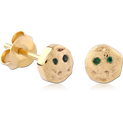 STERLING 925 SILVER GOLD PLATED 18K JEWELED EAR STUDS PAIR