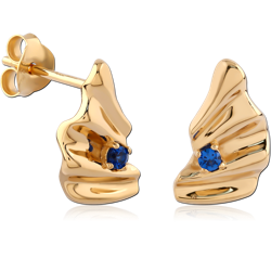 STERLING 925 SILVER GOLD PLATED 18K JEWELED EAR STUDS PAIR