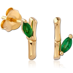 STERLING 925 SILVER GOLD PLATED 18K JEWELED EAR STUDS PAIR