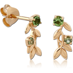 STERLING 925 SILVER GOLD PLATED 18K JEWELED EAR STUDS PAIR