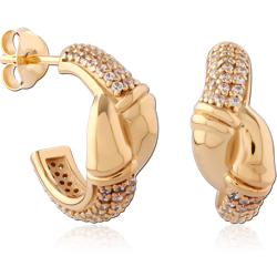 STERLING 925 SILVER GOLD PLATED 18K JEWELED EAR STUDS PAIR