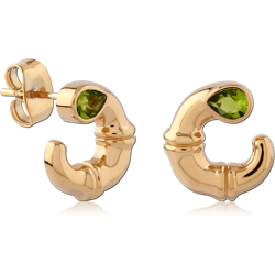 STERLING 925 SILVER GOLD PLATED 18K JEWELED EAR STUDS PAIR