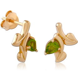 STERLING 925 SILVER GOLD PLATED 18K JEWELED EAR STUDS PAIR