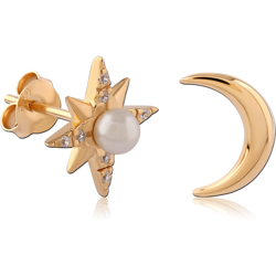 STERLING 925 SILVER GOLD PLATED 18K EAR STUDS PAIR