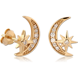 STERLING 925 SILVER GOLD PLATED 18K EAR STUDS PAIR