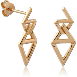 STERLING 925 SILVER GOLD PLATED 18K EAR STUDS PAIR