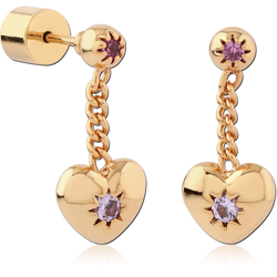 STERLING 925 SILVER GOLD PLATED 18K JEWELED EAR STUDS PAIR