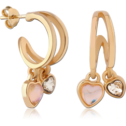 STERLING 925 SILVER GOLD PLATED 18K JEWELED EAR STUDS PAIR SPECIAL NEW DESIGN