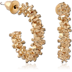 STERLING 925 SILVER GOLD PLATED 18K JEWELED EAR STUDS PAIR SPECIAL NEW DESIGN