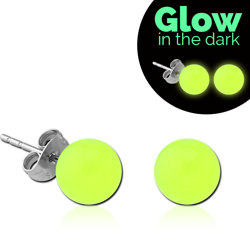UV POLYMER GLOW IN THE DARK BALL EAR STUDS PAIR