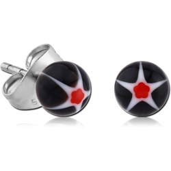 UV POLYMER GLITTERING MURANO BALL EAR STUDS PAIR