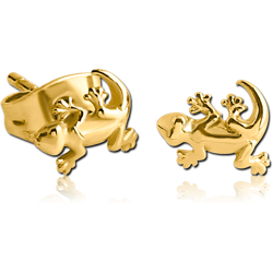 GOLD PVD COATED SURGICAL STEEL GRADE 316L EAR STUDS PAIR - SALAMANDER