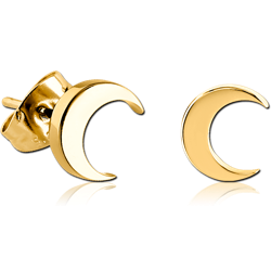 GOLD PVD COATED SURGICAL STEEL GRADE 316L EAR STUDS PAIR - CRESENT