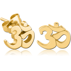 GOLD PVD COATED SURGICAL STEEL GRADE 316L EAR STUDS PAIR