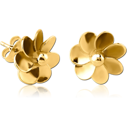 GOLD PVD COATED SURGICAL STEEL GRADE 316L EAR STUDS PALR