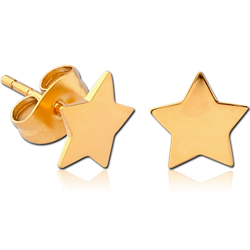 GOLD PVD COATED SURGICAL STEEL GRADE 316L EAR STUDS PAIR - STAR