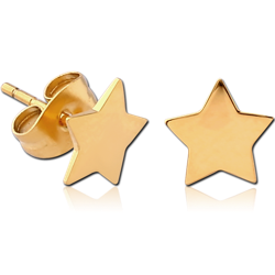 GOLD PVD COATED SURGICAL STEEL GRADE 316L EAR STUDS PAIR - STAR