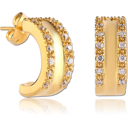 GOLD PVD COATED SURGICAL STEEL GRADE 316L JEWELED HUGGIE