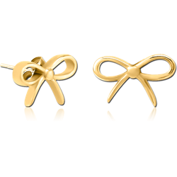 GOLD PVD COATED SURGICAL STEEL GRADE 316L EAR STUDS PAIR - BOW