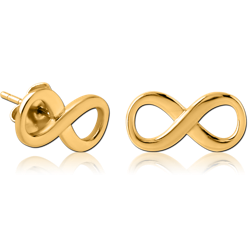 GOLD PVD COATED SURGICAL STEEL GRADE 316L EAR STUDS PAIR - INFINITY