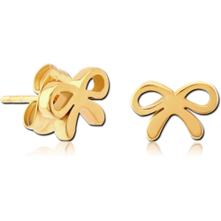 GOLD PVD COATED SURGICAL STEEL GRADE 316L EAR STUDS - BOW
