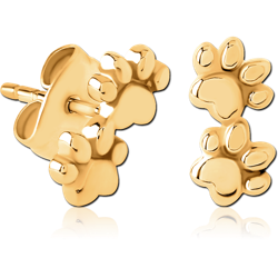 GOLD PVD COATED SURGICAL STEEL GRADE 316L  EAR STUDS -PAW