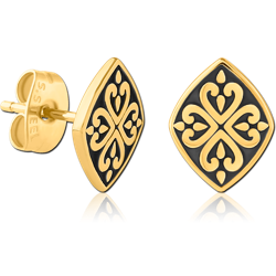 GOLD PVD COATED SURGICAL STEEL GRADE 316L EAR STUDS PAIR