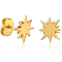 GOLD PVD COATED SURGICAL STEEL GRADE 316L EAR STUDS PAIR