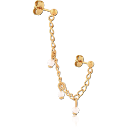 GOLD PVD COATED SURGICAL STEEL GRADE 316L EAR STUDS WITH CHAIN