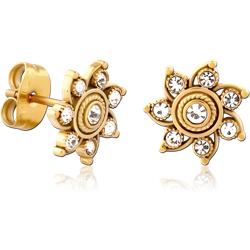 GOLD PVD COATED SURGICAL STEEL GRADE 316L EAR STUDS PAIR