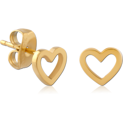 GOLD PVD COATED SURGICAL STEEL GRADE 316L EAR STUDS PAIR