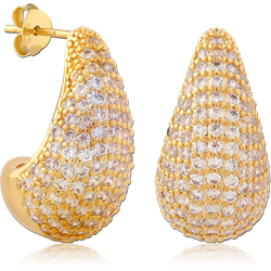 STERLING 925 SILVER GOLD PLATED  EAR STUDS PAIR SPECIAL NEW DESIGN