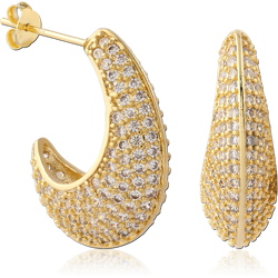 STERLING 925 SILVER GOLD PLATED  JEWELED EAR STUDS PAIR SPECIAL NEW DESIGN