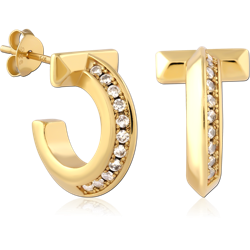 STERLING 925 SILVER GOLD PLATED  EAR STUDS PAIR SPECIAL NEW DESIGN