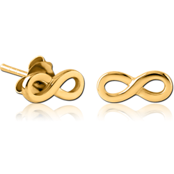 STERLING 925 SILVER GOLD PVD COATED EAR STUDS PAIR - INFINITY