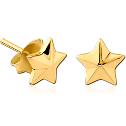 GOLD PLATED STERLING 925 SILVER EAR STUDS PAIR - STAR