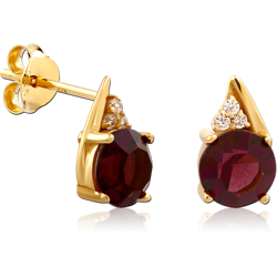 STERLING 925 SILVER GOLD PVD COATED JEWELED EAR STUDS PAIR
