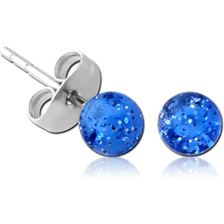 UV POLYMER GLITTERING BALL EAR STUDS PAIR