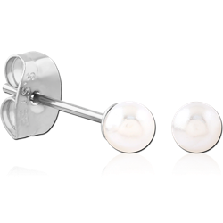 316L SYNTHETIC PEARL BALL TOP WITH 316L SURGICAL STEEL GRADE 316L STUD EARRINGS PAIR