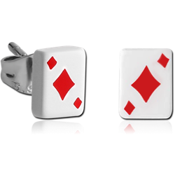 PAIR OF POLYMER PLAYING CARDS EAR STUDS-DIAMOND
