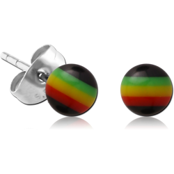 POLYMER RASTA BALL EAR STUDS PAIR